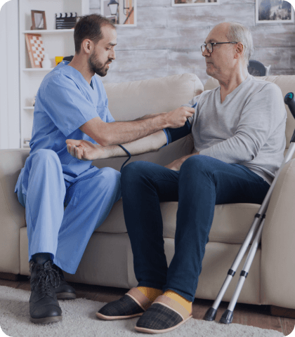 Doctor visiting patient at home